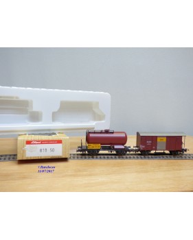 LILIPUT 810 50, boîte de 2  wagons Oelwehr, citerne et couvert à plate forme type Gklm    SBB   neuf    BO