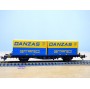 Fleischmann 5234 wagon plat porte conteneurs Lbs 598 World Travel Agency DB BO