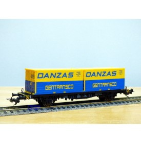 Fleischmann 5234 wagon plat porte conteneurs Lbs 598 World Travel Agency DB BO
