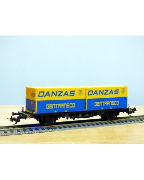 Fleischmann 5233, wagon plat porte conteneurs Lbs 598  BTmms   DANZAS  GENTRANSCO  DB    neuf    BO
