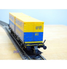 Fleischmann 5234 wagon plat porte conteneurs Lbs 598 World Travel Agency DB BO