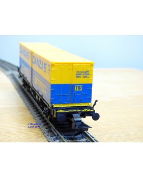 Fleischmann 5233, wagon plat porte conteneurs Lbs 598  BTmms   DANZAS  GENTRANSCO  DB    neuf    BO