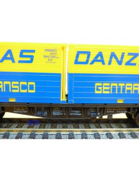 Fleischmann 5233, wagon plat porte conteneurs Lbs 598  BTmms   DANZAS  GENTRANSCO  DB    neuf    BO