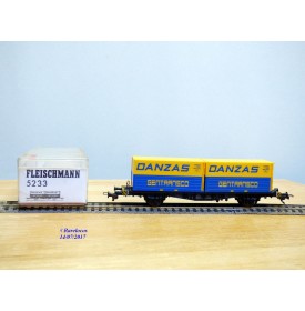 Fleischmann 5233, wagon plat porte conteneurs Lbs 598  BTmms   DANZAS  GENTRANSCO  DB    neuf    BO