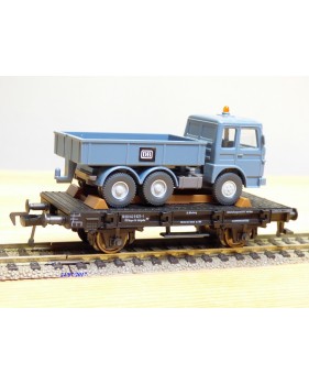 FLEISCHMANN  / WIKING  5219,  wagon plat chargé camion benne MAN  DB  BO