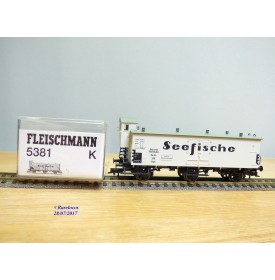 FLEISCHMANN 5381 K, wagon couvert à 3 essieux  SEEFISCHE   DR   neuf   BO 