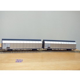 ROCO 44019, couplage de 2 wagons à parois coulissantes type  Habbins  DELACHER + CO   ÖBB   neuf   BO