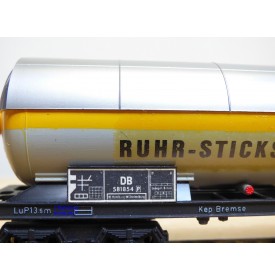 FLEISCHMANN 1499 R,  wagon citerne pare soleil  à plate forme de serre freins  RUHR-STICKSTOFF AG  DB    neuf   BO