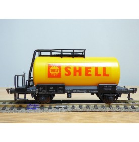 FLEISCHMANN 1475 SH,  wagon citerne ancien  à plate forme de serre freins  SHELL   DB   neuf    BO