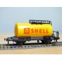 FLEISCHMANN 1475 SH,  wagon citerne ancien  à plate forme de serre freins  SHELL   DB   neuf    BO