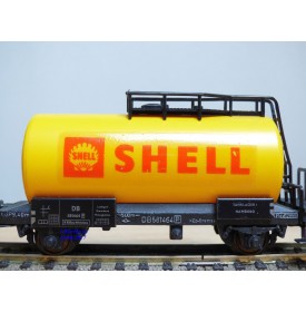 FLEISCHMANN 1475 SH,  wagon citerne ancien  à plate forme de serre freins  SHELL   DB   neuf    BO