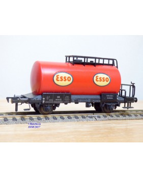 FLEISCHMANN 1475 E,  wagon citerne ancien  à plate forme de serre freins  ESSO    DB   neuf    BO