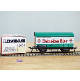 FLEISCHMANN 5026, wagon couvert  transport de bière   HEINEKEN BIER  NS   neuf  BO
