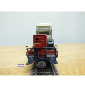 ROCO 47722,  wagon plat  à guérite chargé d' un camion Mercedes Anton Schlotmann ( WIKING )  Neuf   DR    BO