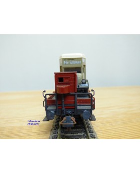 ROCO 47722,  wagon plat  à guérite chargé d' un camion Mercedes Anton Schlotmann ( WIKING )  Neuf   DR    BO