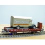 ROCO 47722,  wagon plat  à guérite chargé d' un camion Mercedes Anton Schlotmann ( WIKING )  Neuf   DR    BO