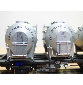 ROCO 47599,  wagon plat  porte conteneur DE PORTE A PORTE  SNCB     Neuf   BO