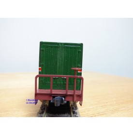ENDO ( TER ) ????, wagon plat à bogies porte conteneurs chargé de 3 conteneurs  JNR   BO 