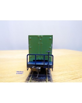 ENDO ( TER ) ????, wagon plat à bogies porte conteneurs N° 19720 chargé de 3 conteneurs  JNR   BO 