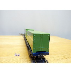 ENDO ( TER ) ????, wagon plat à bogies porte conteneurs N° 19720 chargé de 3 conteneurs  JNR   BO 