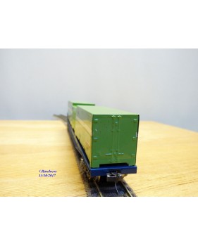 ENDO ( TER ) ????, wagon plat à bogies porte conteneurs N° 19720 chargé de 3 conteneurs  JNR   BO 