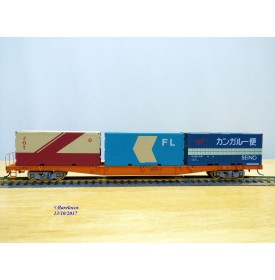 TOMIX   350000, wagon porte conteneurs chargé de 3 conteneurs de 20'  JNR  neuf  BO