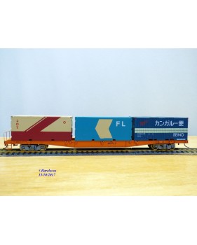 TOMIX   350000, wagon porte conteneurs chargé de 3 conteneurs de 20'  JNR  neuf  BO