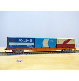 TOMIX   350000, wagon porte conteneurs chargé de 3 conteneurs de 20'  JNR  neuf  BO