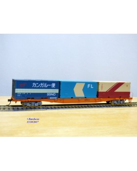 TOMIX   350000, wagon porte conteneurs chargé de 3 conteneurs de 20'  JNR  neuf  BO