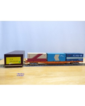 TOMIX   350000, wagon porte conteneurs chargé de 3 conteneurs de 20'  JNR  neuf  BO
