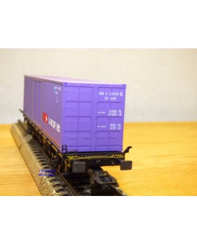 Märklin 4852,  wagon plat porte conteneurs type Lbs chargé d' un conteneur de 40 ' SBB  neuf   BO