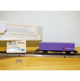 Märklin 4852,  wagon plat porte conteneurs type Lbs chargé d' un conteneur de 40 ' SBB  neuf   BO