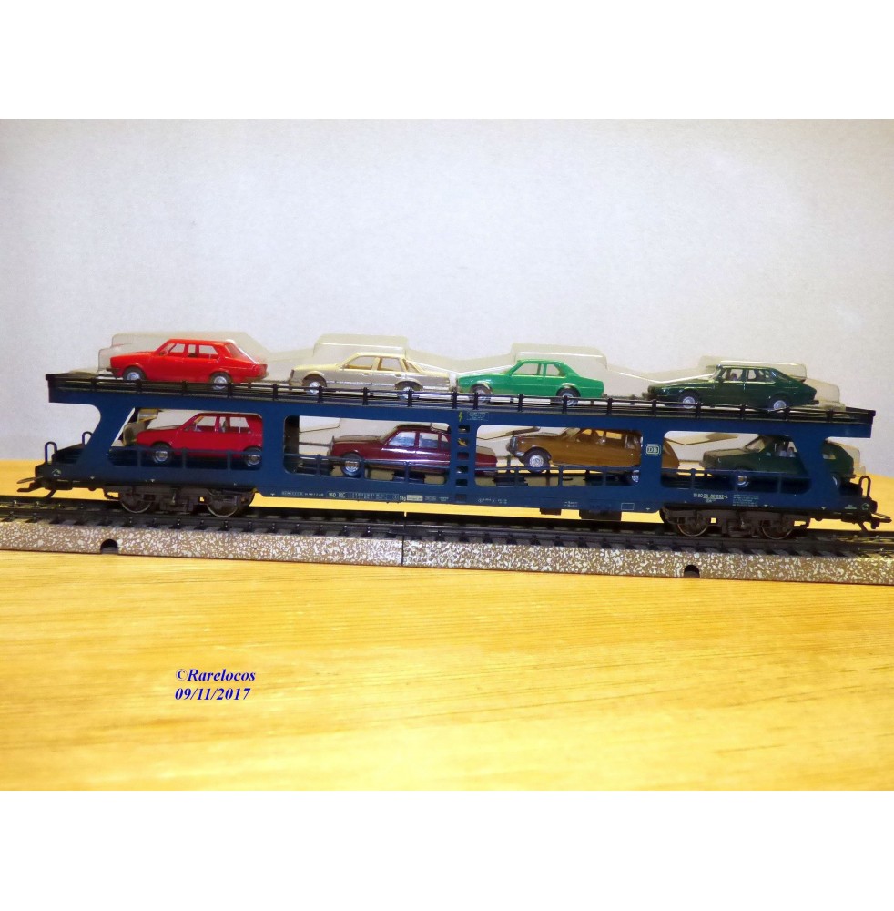 Märklin 4234,  wagon porte autos type DDm 915 chargé 8 autos DB  neuf   BO