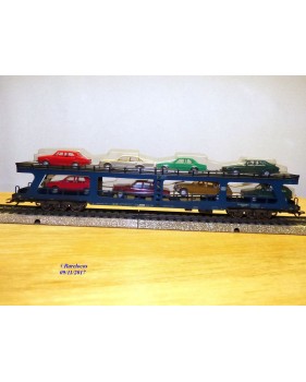 Märklin 4234,  wagon porte autos type DDm 915 chargé 8 autos DB  neuf   BO