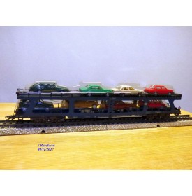 Märklin 4234,  wagon porte autos type DDm 915 chargé 8 autos DB  neuf   BO