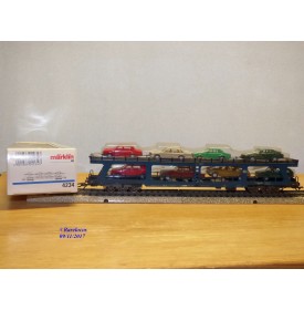 Märklin 4234,  wagon porte autos type DDm 915 chargé 8 autos DB  neuf   BO