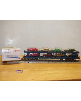 Märklin 4234,  wagon porte autos type DDm 915 chargé 8 autos DB  neuf   BO