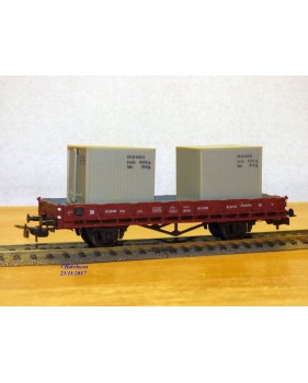 PIKO 5/6416-018, wagon plat chargé de 2 conteneurs  DR  neuf    BO 