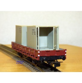 PIKO 5/6416-018, wagon plat chargé de 2 conteneurs  DR  neuf    BO 