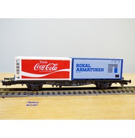 RÖWA 2304 wagon plat chargé de 2 conteneurs LESAGE  DB BO 