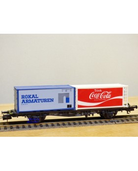 RÖWA 2305, wagon plat porte conteneur  ROKAL  COCA COLA     DB     BO