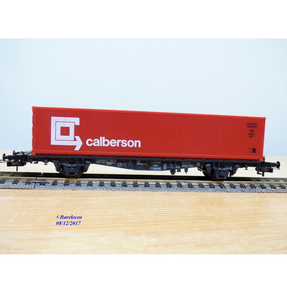 RÖWA 2304 wagon plat chargé de 2 conteneurs LESAGE  DB BO 