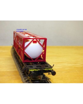 RÖWA 2304 wagon plat chargé de 2 conteneurs LESAGE  DB BO 