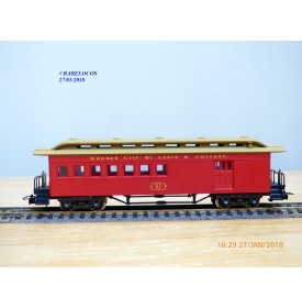 RIVAROSSI  2996,  voiture mite passager / fourgon  ( combination ) ancien Kansas City Saint Louis & Chicago   BO