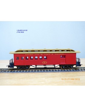 RIVAROSSI  2996,  voiture mite passager / fourgon  ( combination ) ancien Kansas City Saint Louis & Chicago   BO