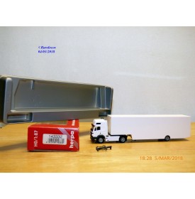 HERPA  143332,  camion et semi remorque porte voiture  fermée  Neuf   BO  1/87