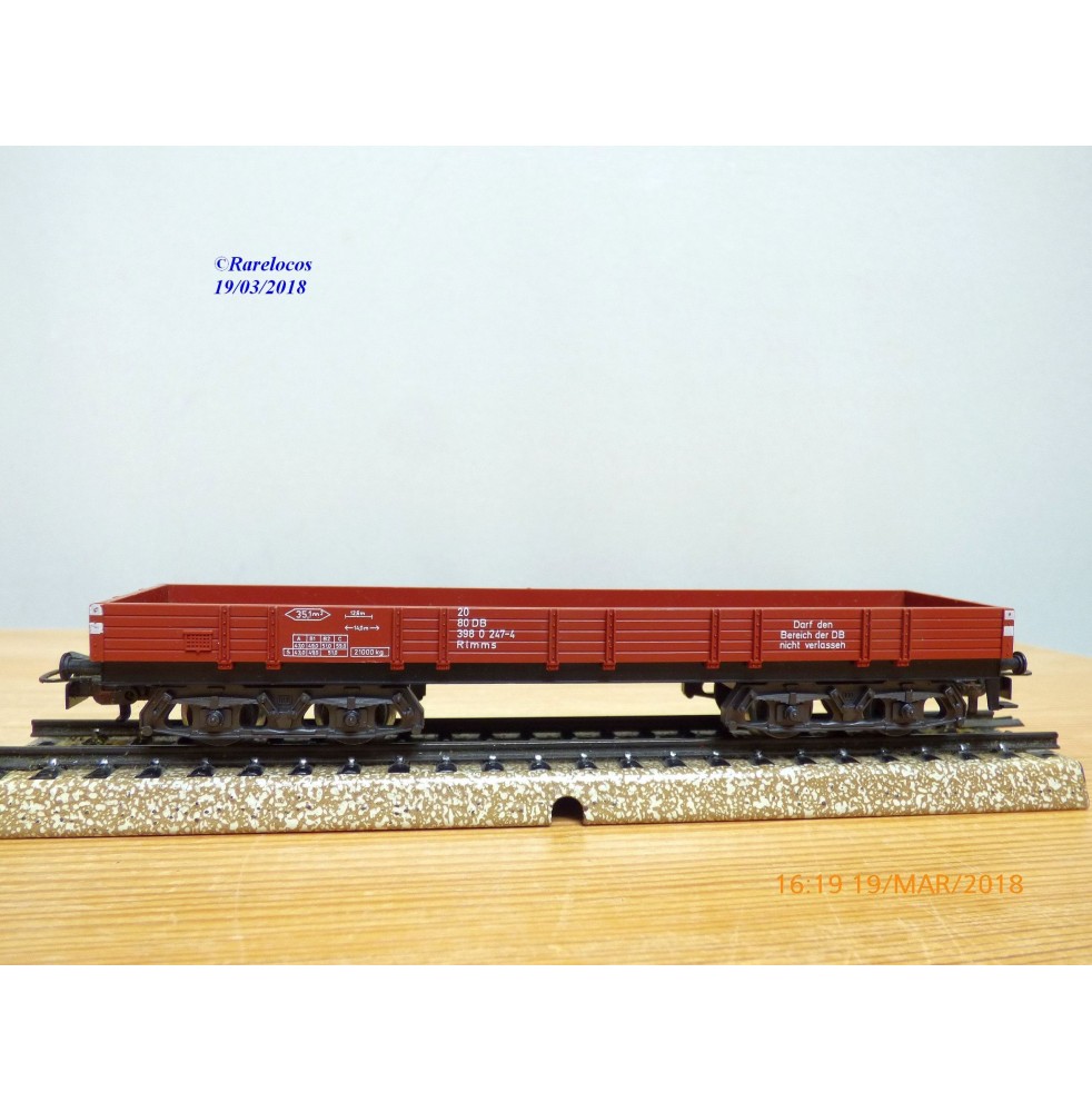 Märklin 4473,  wagon plat   à bogies  type  Rlmms   DB   BO