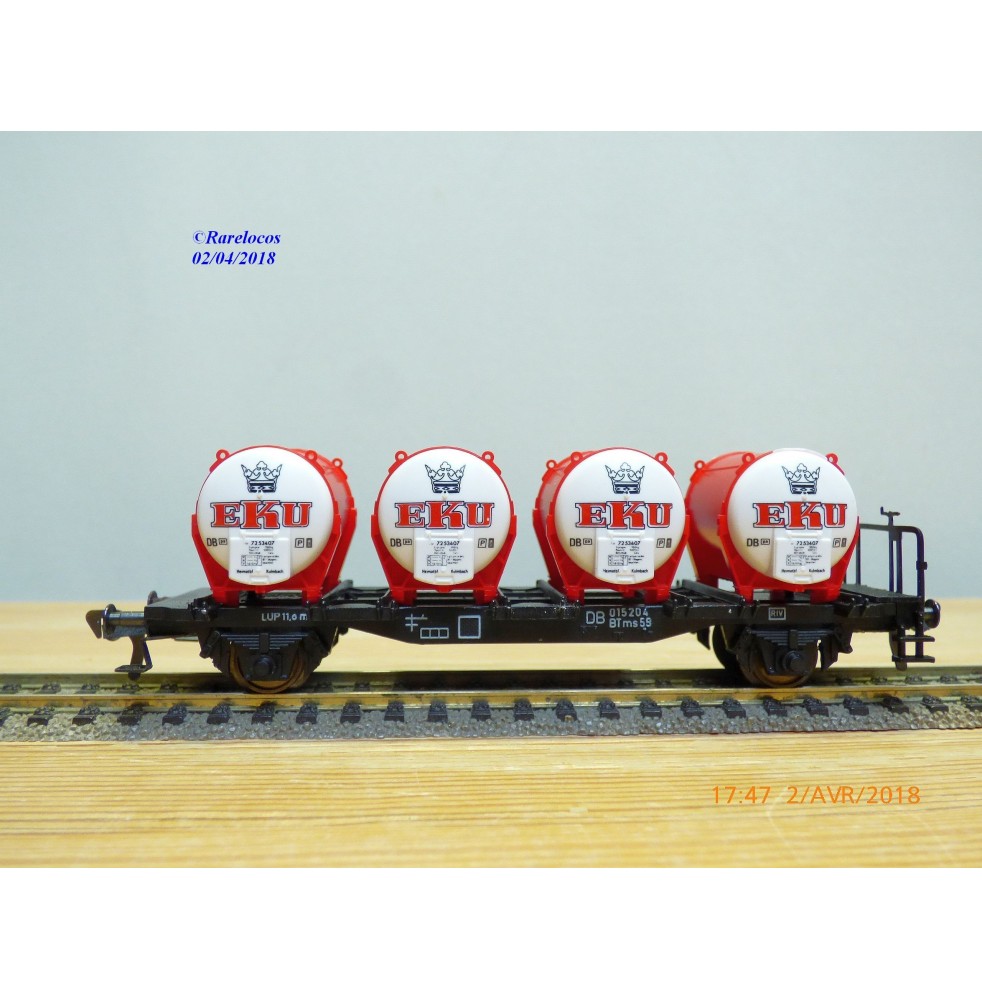FLEISCHMANN  5231, wagon plat avec chargement citernes à bière EKU      DB   neuf   BO