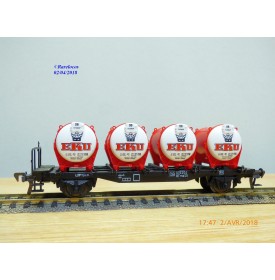 FLEISCHMANN  5231, wagon plat avec chargement citernes à bière EKU      DB   neuf   BO