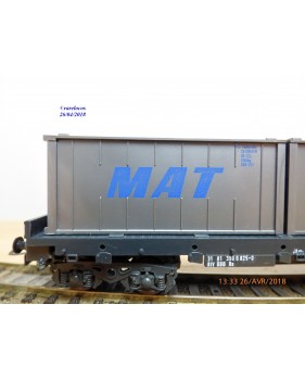 LILIPUT ( Wiking 528a/13 )  201 11, wagon plat à ranchers chargé de 3 conteneurs  de 20'  MAT    ÖBB   neuf   BO